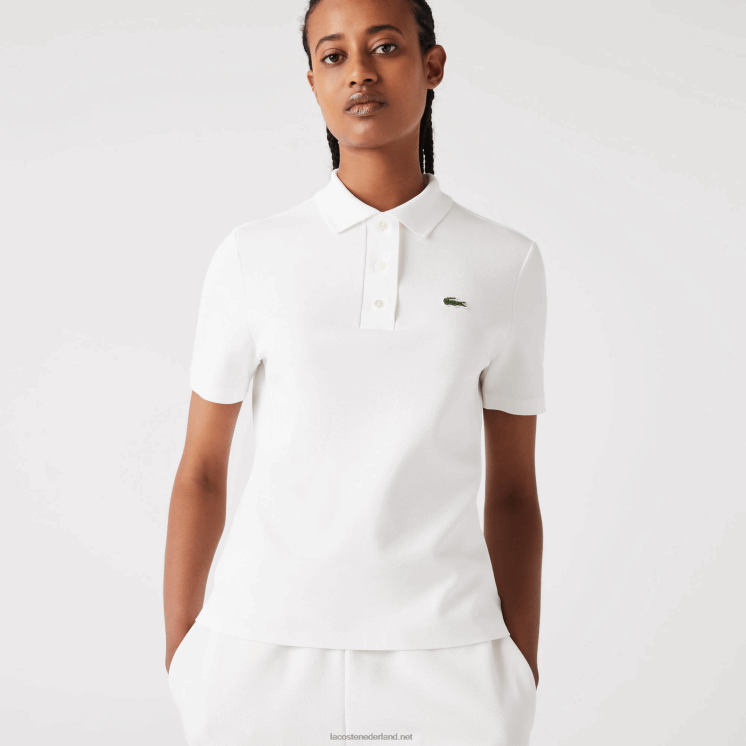 Lacoste Gestreepte polo van biologisch katoen met normale pasvorm 0828H2503 wit 70v vrouwen