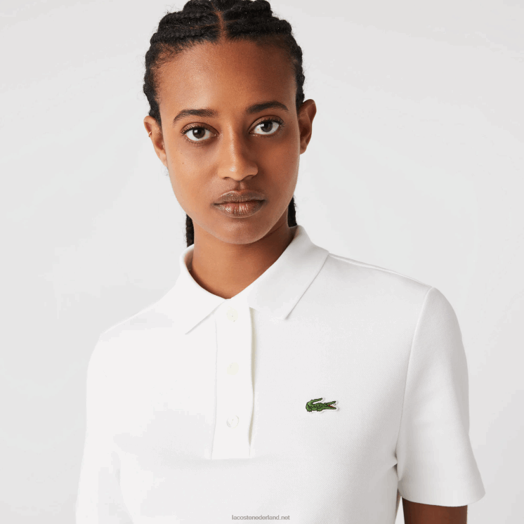 Lacoste Gestreepte polo van biologisch katoen met normale pasvorm 0828H2503 wit 70v vrouwen