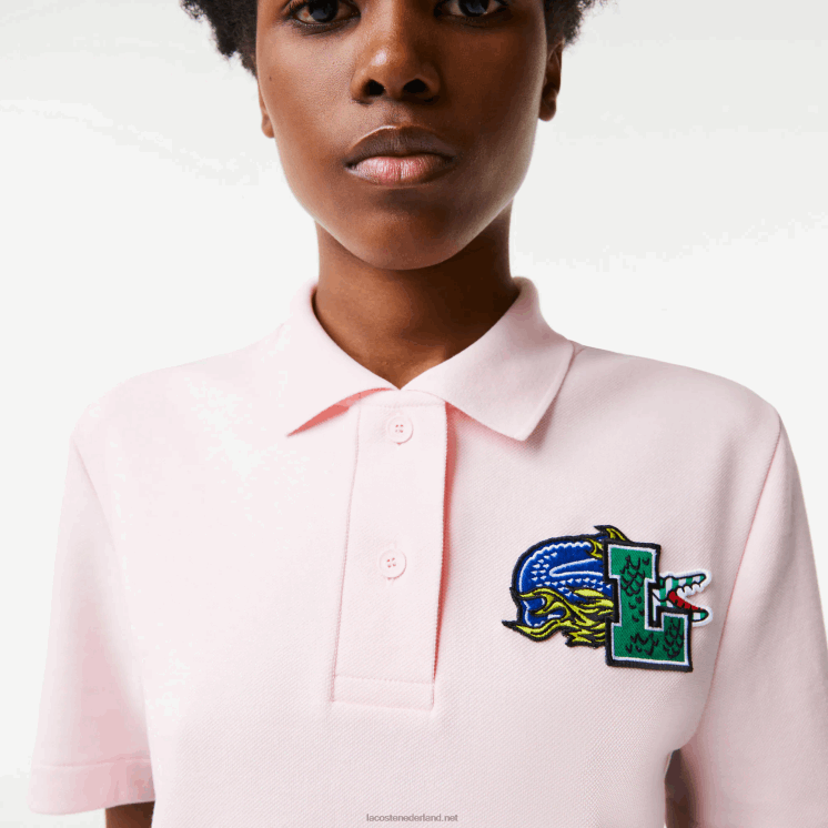Lacoste Regular-fit polo met komische badge 0828H2494 lichtroze t03 vrouwen