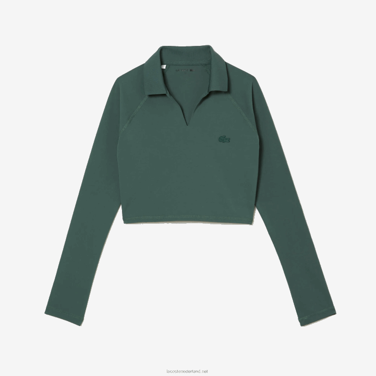 Lacoste cropped polo met lange mouwen 0828H2484 groen 5hx vrouwen