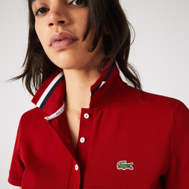 Lacoste gemaakt in frankrijk slim fit piqué polo van biologisch katoen 0828H2506 rood wit marineblauw vlp vrouwen