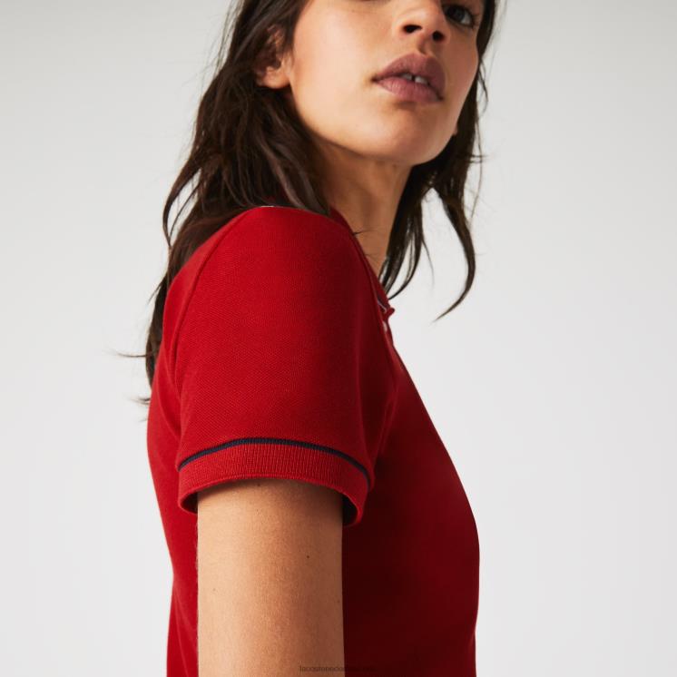 Lacoste gemaakt in frankrijk slim fit piqué polo van biologisch katoen 0828H2506 rood wit marineblauw vlp vrouwen