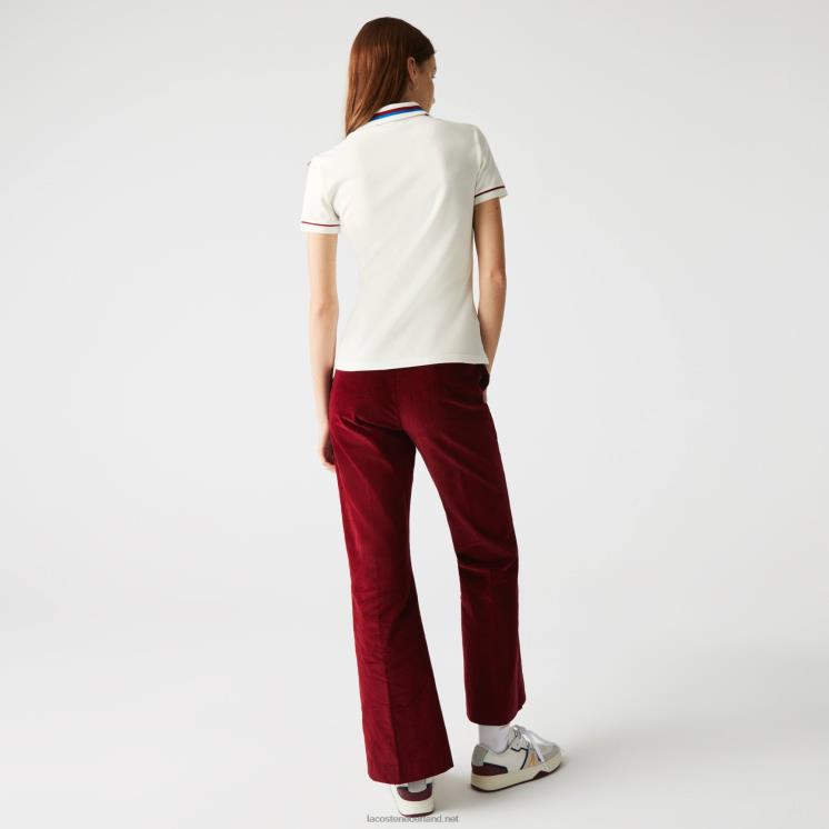 Lacoste gemaakt in frankrijk slim fit piqué polo van biologisch katoen 0828H2507 wit rood blauw xkp vrouwen