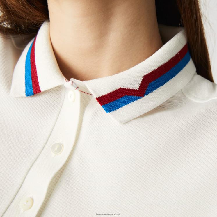 Lacoste gemaakt in frankrijk slim fit piqué polo van biologisch katoen 0828H2507 wit rood blauw xkp vrouwen