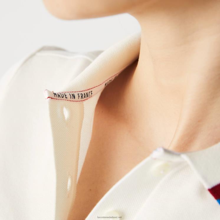 Lacoste gemaakt in frankrijk slim fit piqué polo van biologisch katoen 0828H2507 wit rood blauw xkp vrouwen