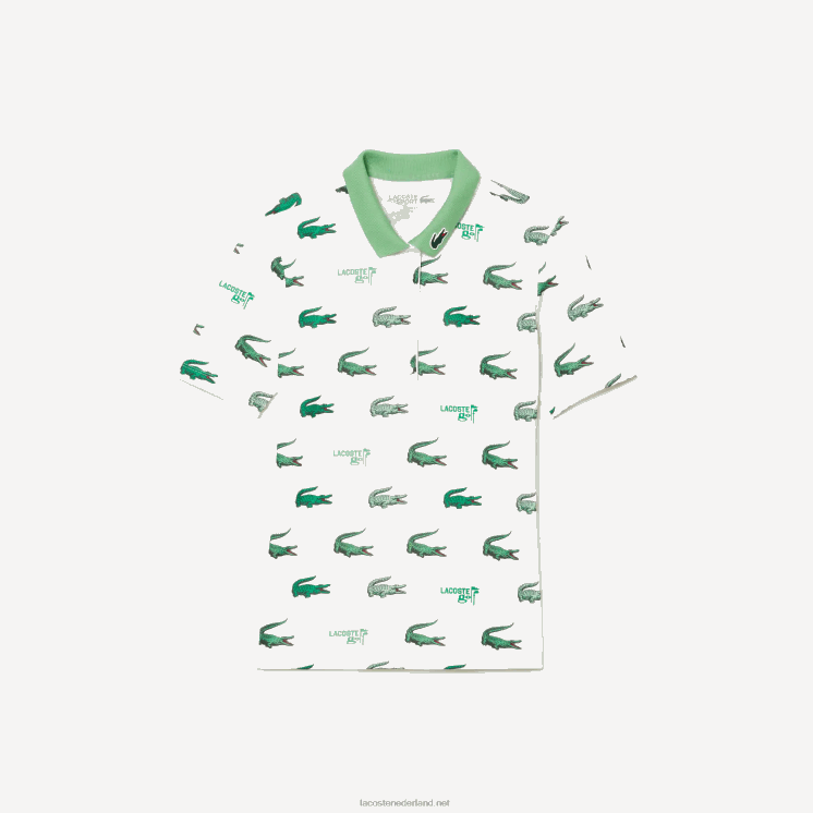 Lacoste golfpolo met krokodillenprint 0828H2378 wit groen 2p0 vrouwen