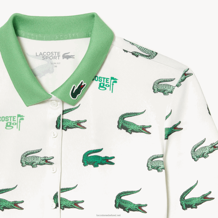 Lacoste golfpolo met krokodillenprint 0828H2378 wit groen 2p0 vrouwen