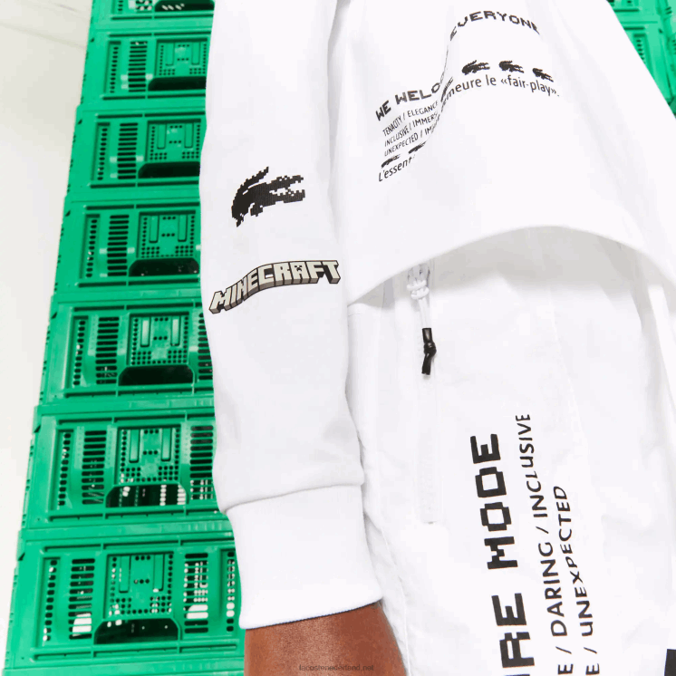 Lacoste live x minecraft oversized katoenen polo 0828H2523 wit 001 vrouwen