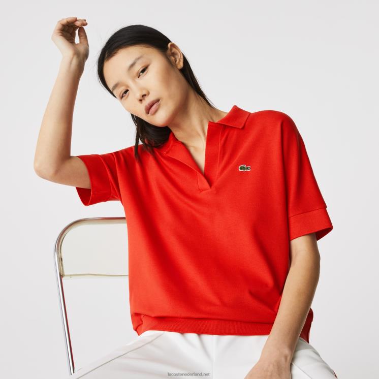 Lacoste losvallende soepel vallende piqué polo 0828H2464 rode f8m vrouwen