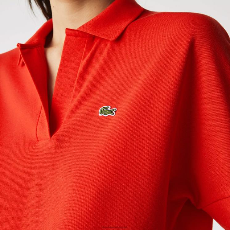 Lacoste losvallende soepel vallende piqué polo 0828H2464 rode f8m vrouwen