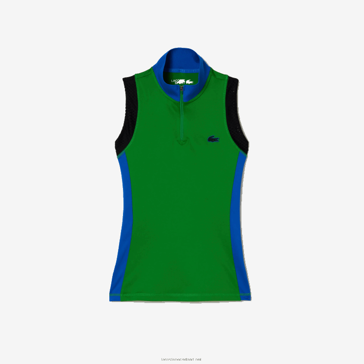 Lacoste mouwloze tennispolo met rits aan de hals 0828H2357 groen blauw zwart 8hj vrouwen