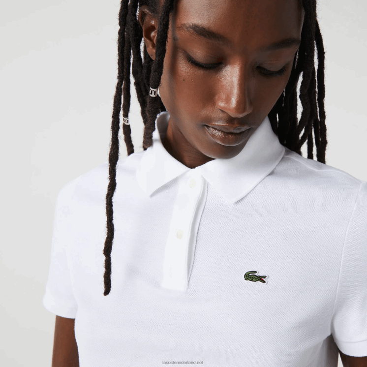 Lacoste petit piqué polo van zachte katoen met normale pasvorm 0828H2363 wit 001 vrouwen