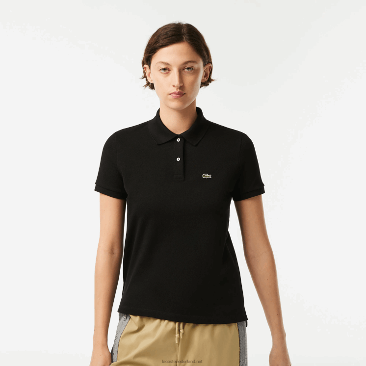 Lacoste petit piqué polo van zachte katoen met normale pasvorm 0828H2364 zwart 031 vrouwen