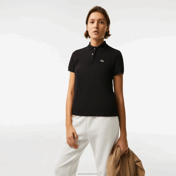 Lacoste petit piqué polo van zachte katoen met normale pasvorm 0828H2364 zwart 031 vrouwen