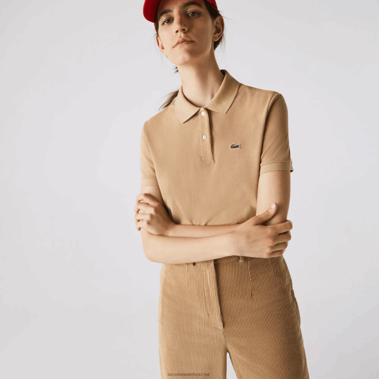 Lacoste petit piqué polo van zachte katoen met normale pasvorm 0828H2493 beige 02s vrouwen