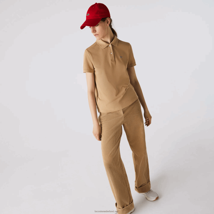 Lacoste petit piqué polo van zachte katoen met normale pasvorm 0828H2493 beige 02s vrouwen
