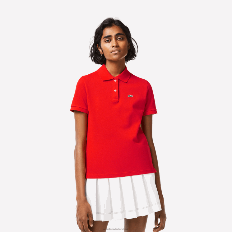 Lacoste petit piqué polo van zachte katoen met normale pasvorm 0828H2502 rode s5h vrouwen