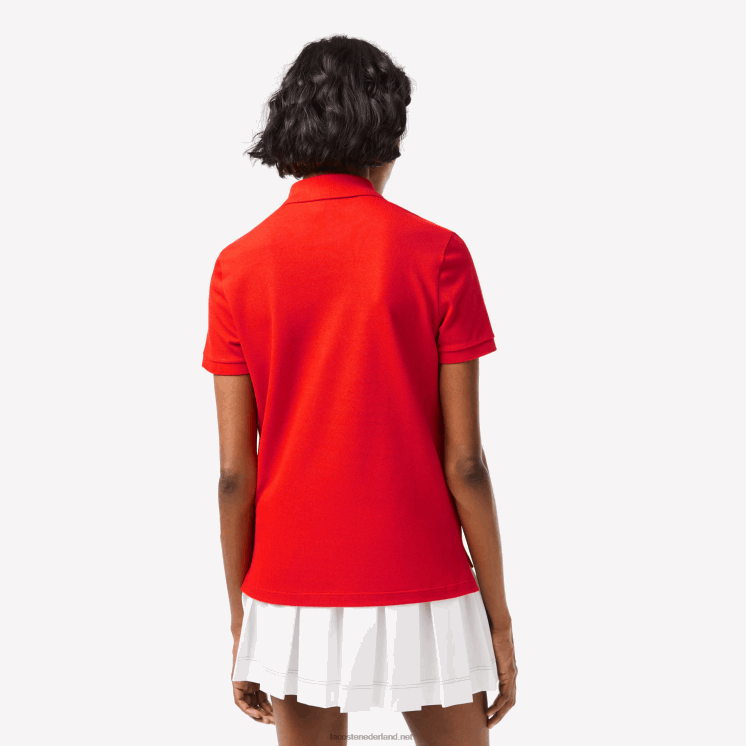 Lacoste petit piqué polo van zachte katoen met normale pasvorm 0828H2502 rode s5h vrouwen