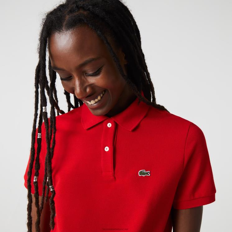Lacoste petit piqué polo van zachte katoen met normale pasvorm 0828H2504 rood 240 vrouwen