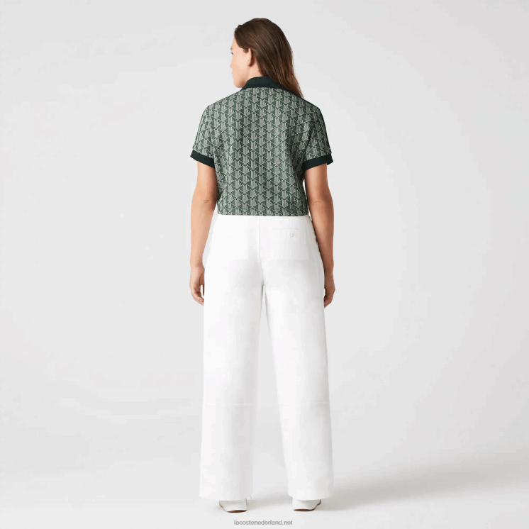 Lacoste regular-fit polo met monogramprint 0828H2474 groenbeige 7m4 vrouwen