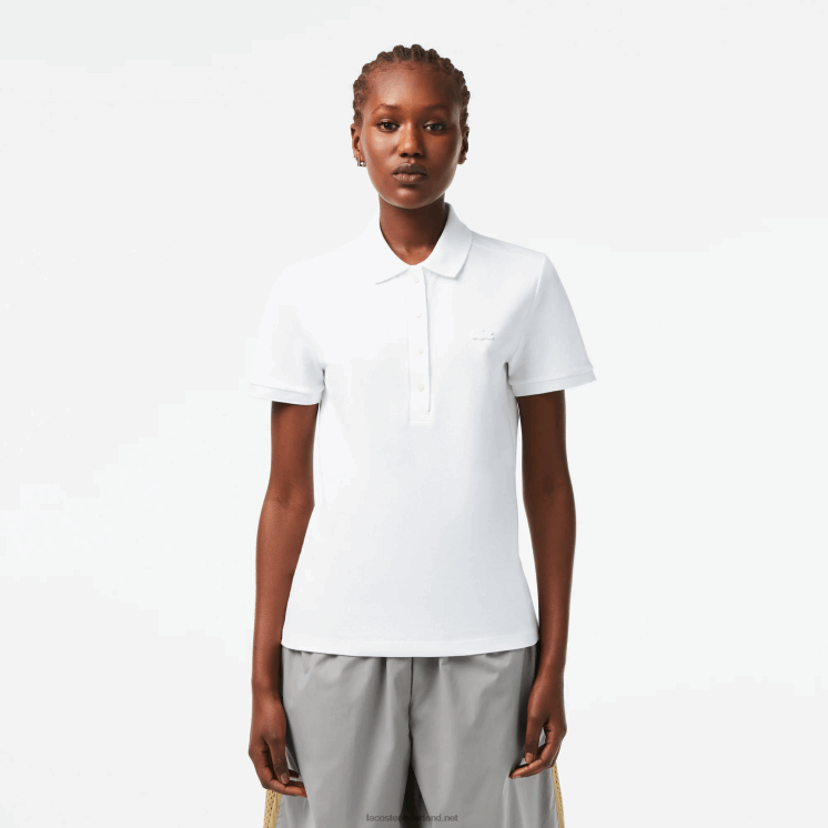 Lacoste slim fit piqué polo van stretchkatoen 0828H2468 wit 001 vrouwen