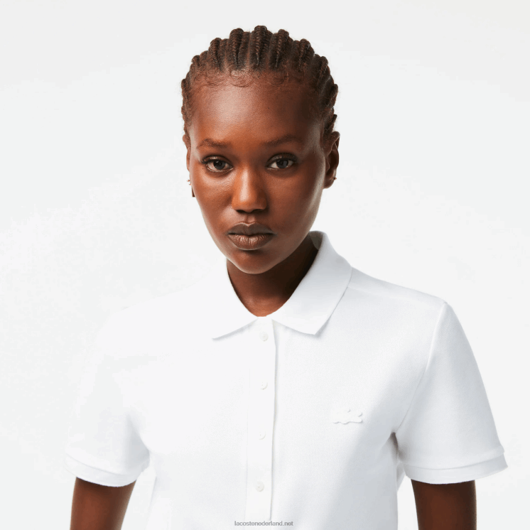 Lacoste slim fit piqué polo van stretchkatoen 0828H2468 wit 001 vrouwen