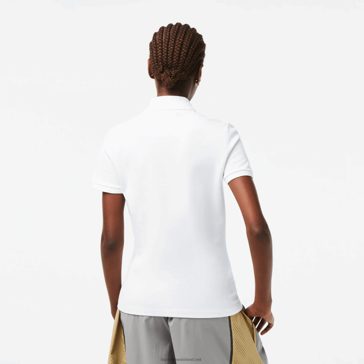 Lacoste slim fit piqué polo van stretchkatoen 0828H2468 wit 001 vrouwen