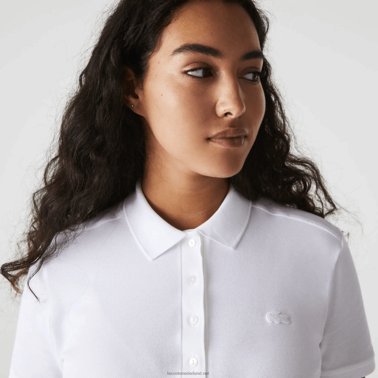 Lacoste slim fit piqué polo van stretchkatoen 0828H2468 wit 001 vrouwen
