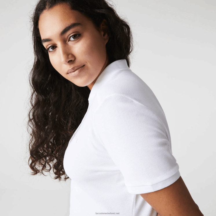 Lacoste slim fit piqué polo van stretchkatoen 0828H2468 wit 001 vrouwen