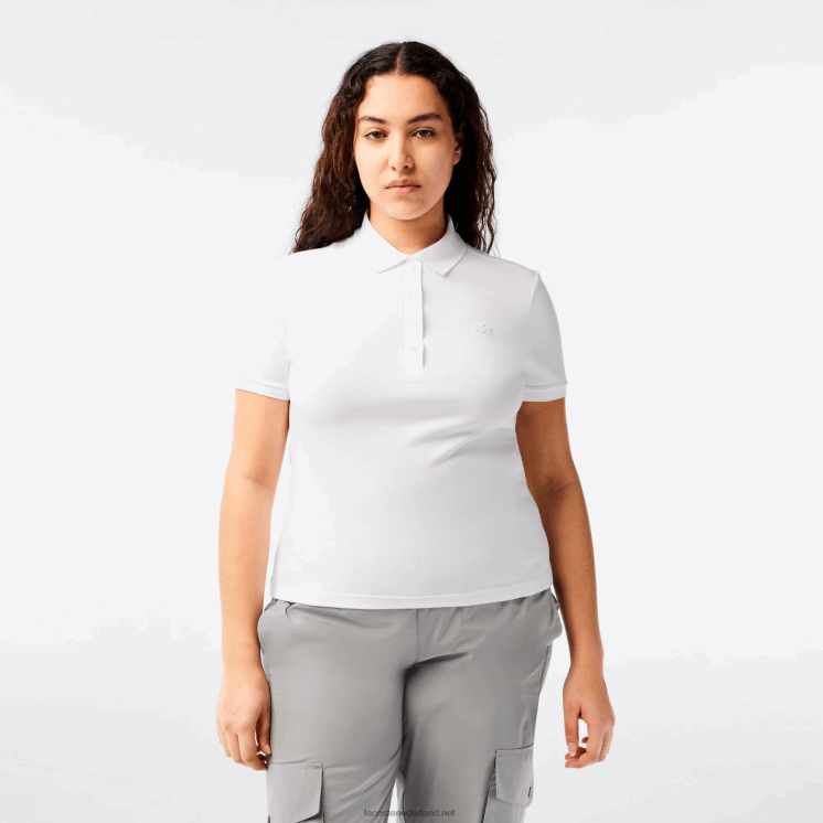 Lacoste slim fit piqué polo van stretchkatoen 0828H2468 wit 001 vrouwen
