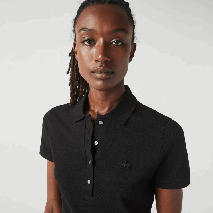 Lacoste slim fit piqué polo van stretchkatoen 0828H2469 zwart 031 vrouwen