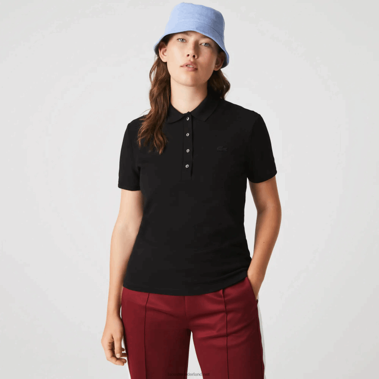 Lacoste slim fit piqué polo van stretchkatoen 0828H2469 zwart 031 vrouwen