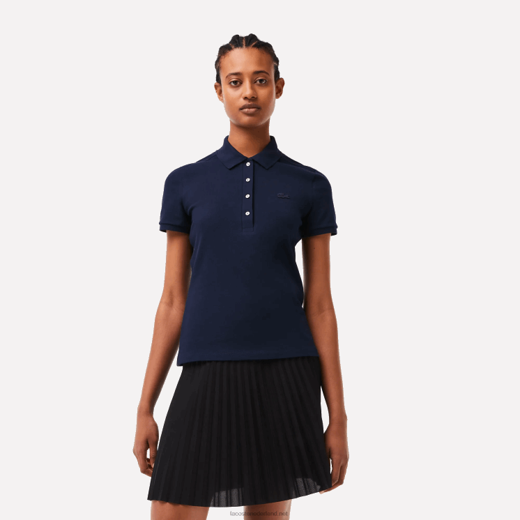 Lacoste slim fit piqué polo van stretchkatoen 0828H2470 marineblauw 166 vrouwen