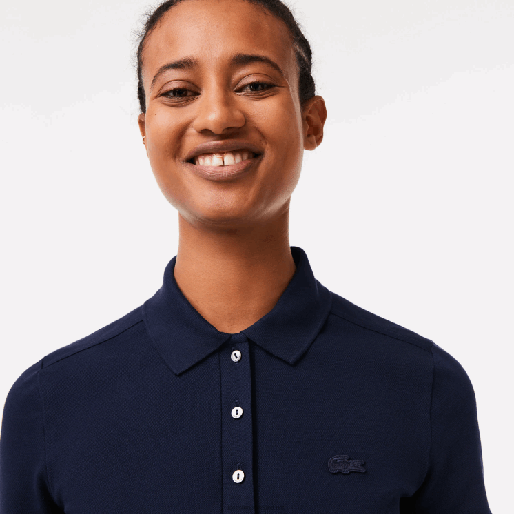 Lacoste slim fit piqué polo van stretchkatoen 0828H2470 marineblauw 166 vrouwen