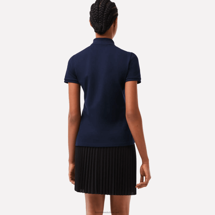 Lacoste slim fit piqué polo van stretchkatoen 0828H2470 marineblauw 166 vrouwen