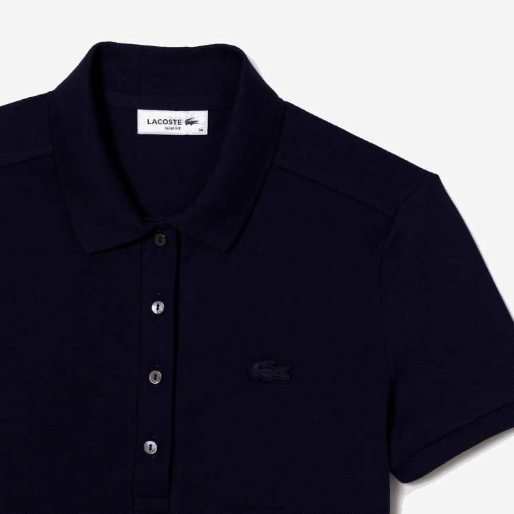 Lacoste slim fit piqué polo van stretchkatoen 0828H2470 marineblauw 166 vrouwen