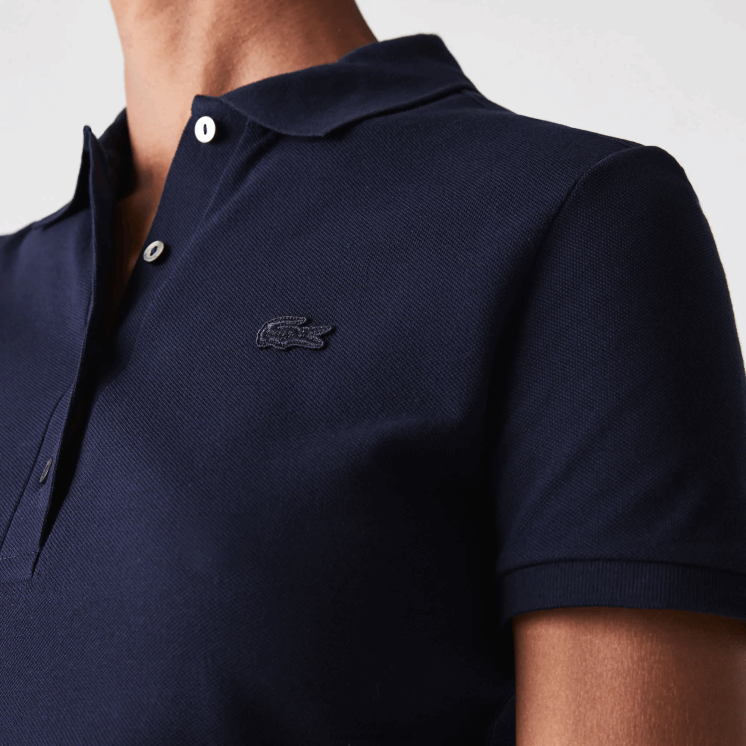 Lacoste slim fit piqué polo van stretchkatoen 0828H2470 marineblauw 166 vrouwen