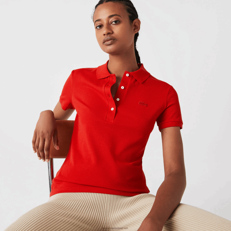 Lacoste slim fit piqué polo van stretchkatoen 0828H2471 rood 240 vrouwen