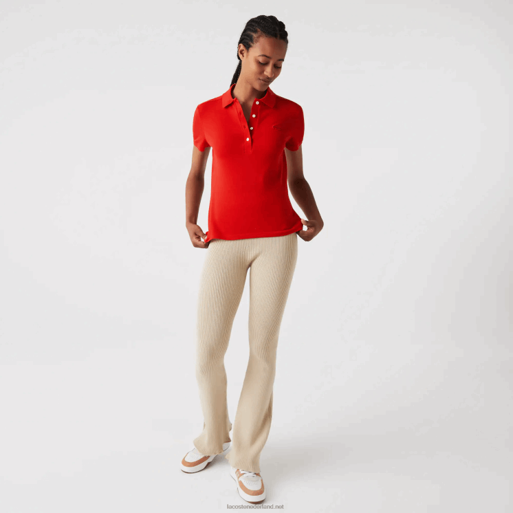 Lacoste slim fit piqué polo van stretchkatoen 0828H2471 rood 240 vrouwen