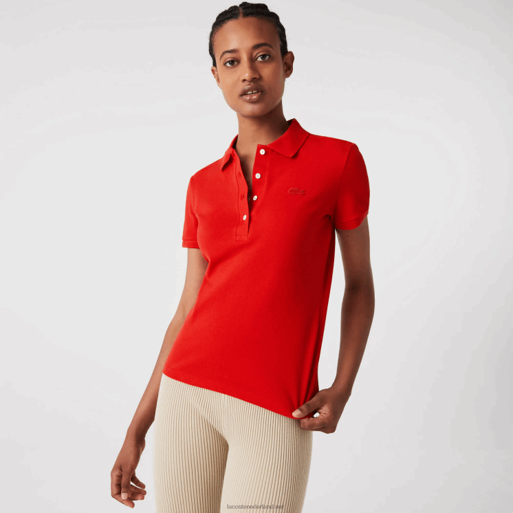 Lacoste slim fit piqué polo van stretchkatoen 0828H2471 rood 240 vrouwen