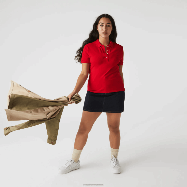 Lacoste slim fit piqué polo van stretchkatoen 0828H2471 rood 240 vrouwen