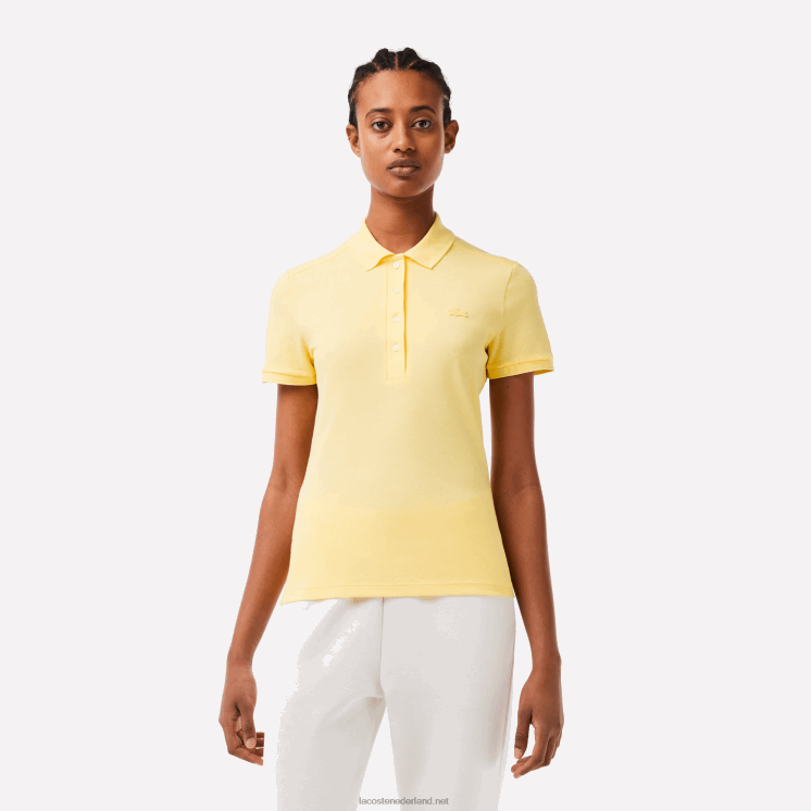 Lacoste slim fit piqué polo van stretchkatoen 0828H2486 geel 107 vrouwen