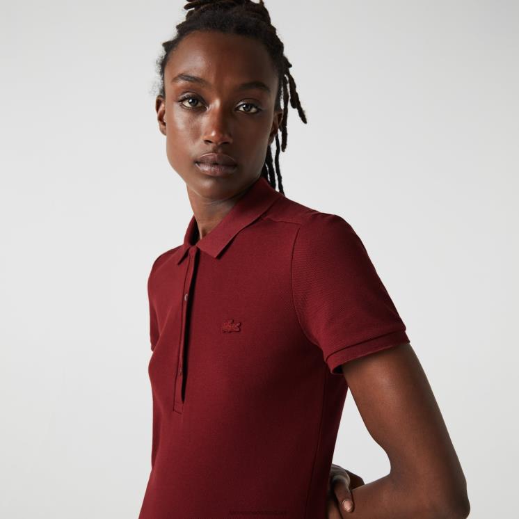 Lacoste slim fit piqué polo van stretchkatoen 0828H2518 bordeaux zs1 vrouwen