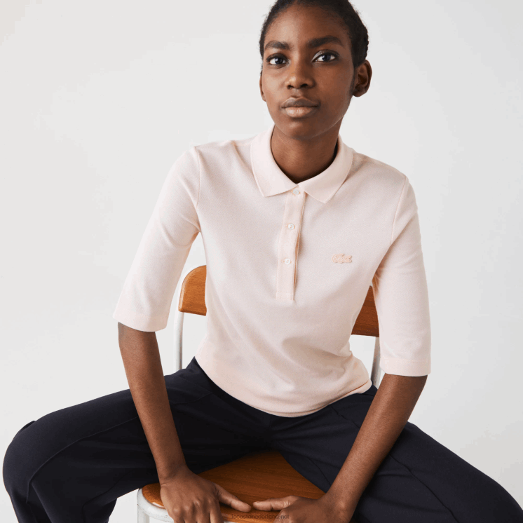 Lacoste slim fit soepel vallende katoenen polo 0828H2514 licht roze adi vrouwen