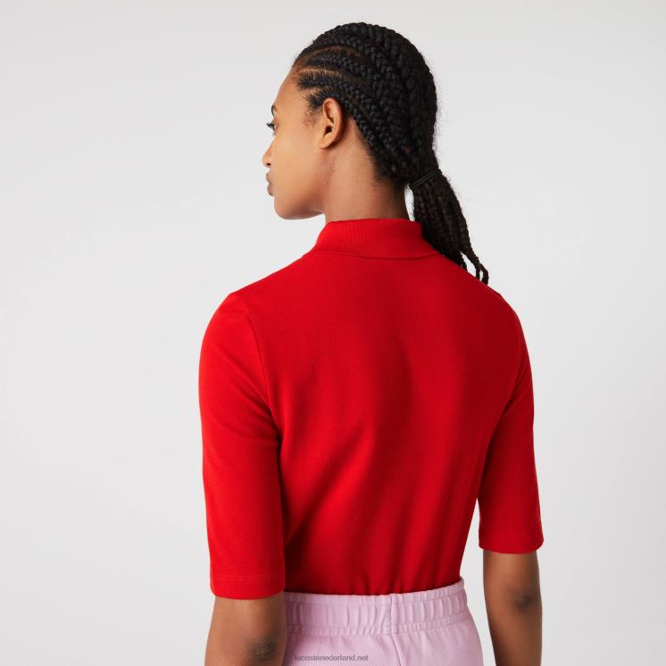 Lacoste slim fit soepel vallende katoenen polo 0828H2516 rood 240 vrouwen