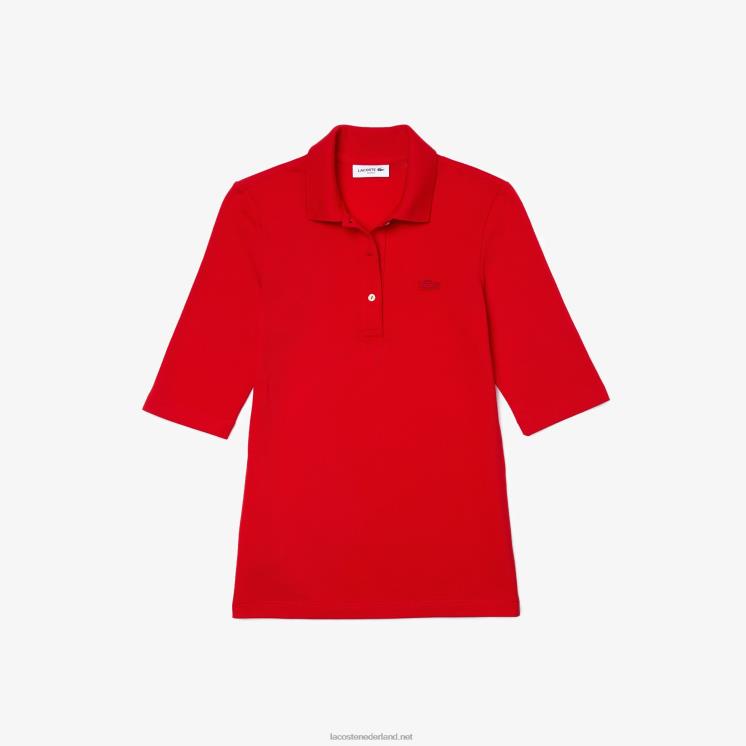 Lacoste slim fit soepel vallende katoenen polo 0828H2516 rood 240 vrouwen