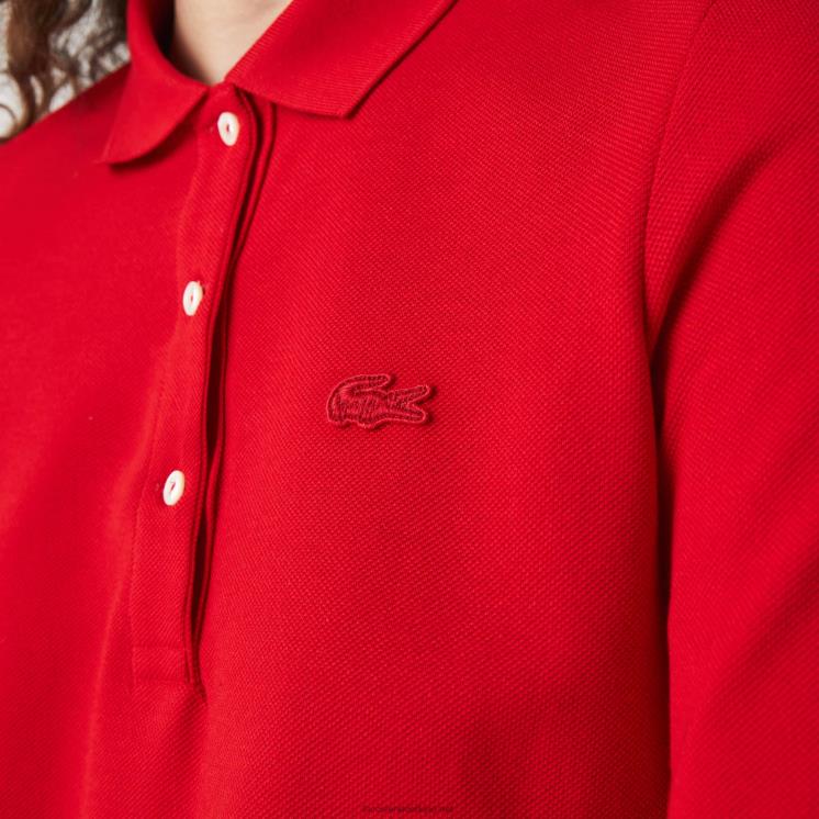 Lacoste slim fit soepel vallende katoenen polo 0828H2516 rood 240 vrouwen