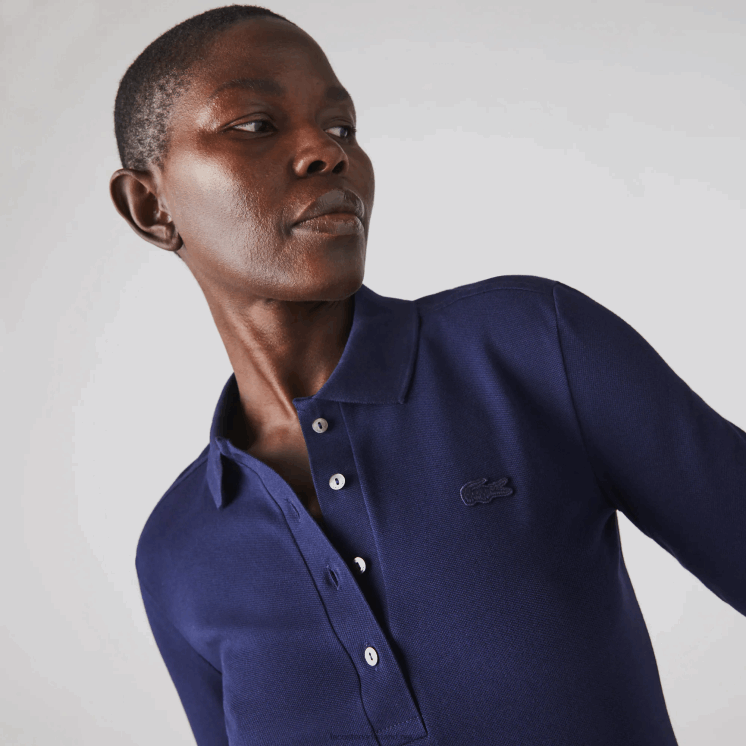Lacoste slim fit stretch piqué polo 0828H2479 marineblauw 166 vrouwen