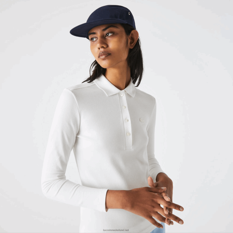 Lacoste slim fit stretch piqué polo 0828H2480 wit 70v vrouwen