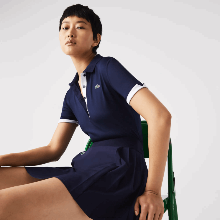 Lacoste sport ademende stretch golfpolo 0828H2487 marineblauw wit 525 vrouwen